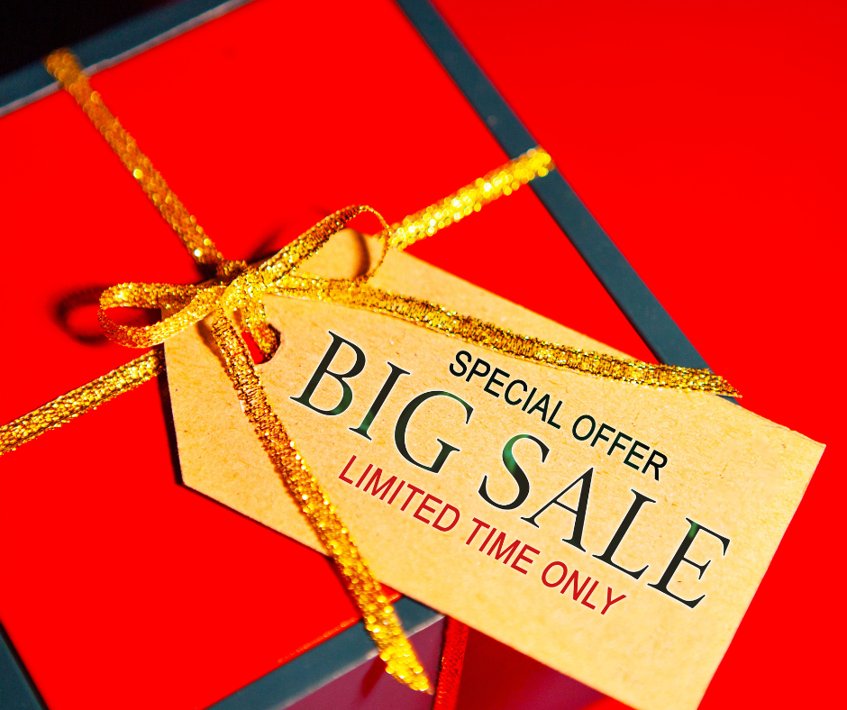 Gift box with “limited time only” big sale tag, representing high-pressure tactics in marketing